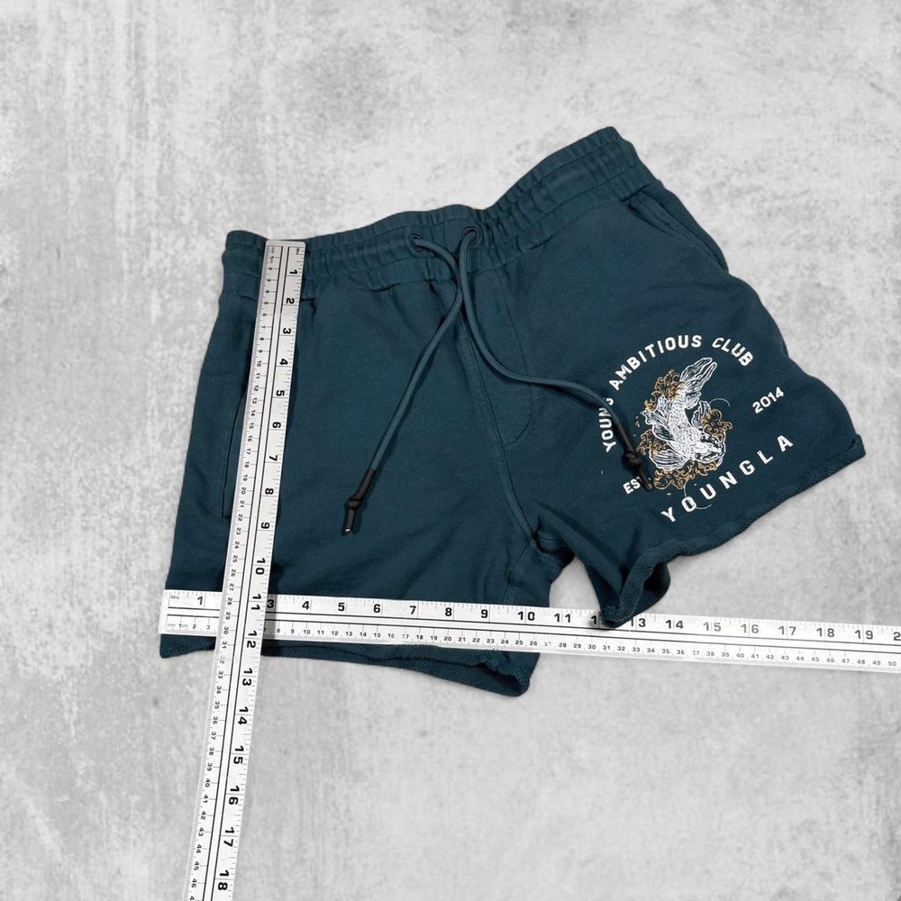 YoungLA Young Ambitious Club 2014 Koi Graphic Shorts Teal Blue Medium YLA152 - Picture 6 of 7